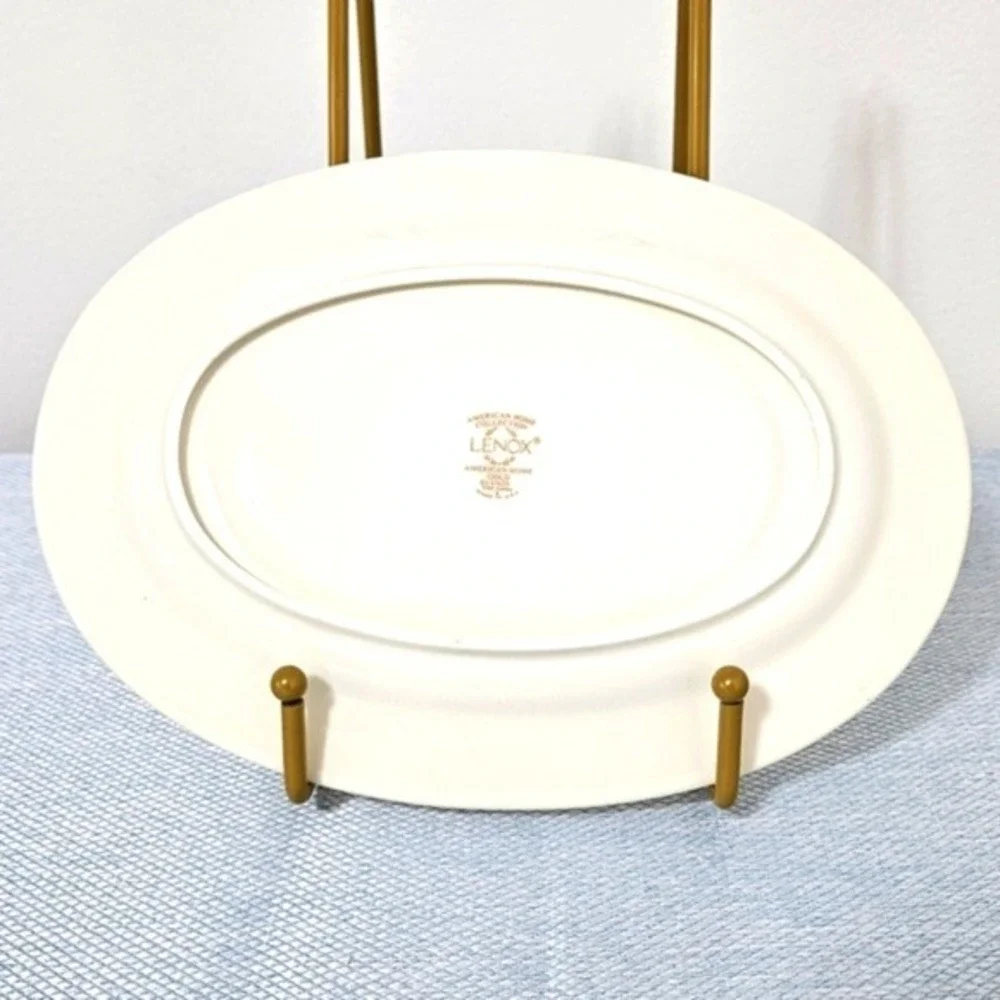 LENOX American‎ Home Gold Oval Platter Ivory Fine China Gravy Underplate 9